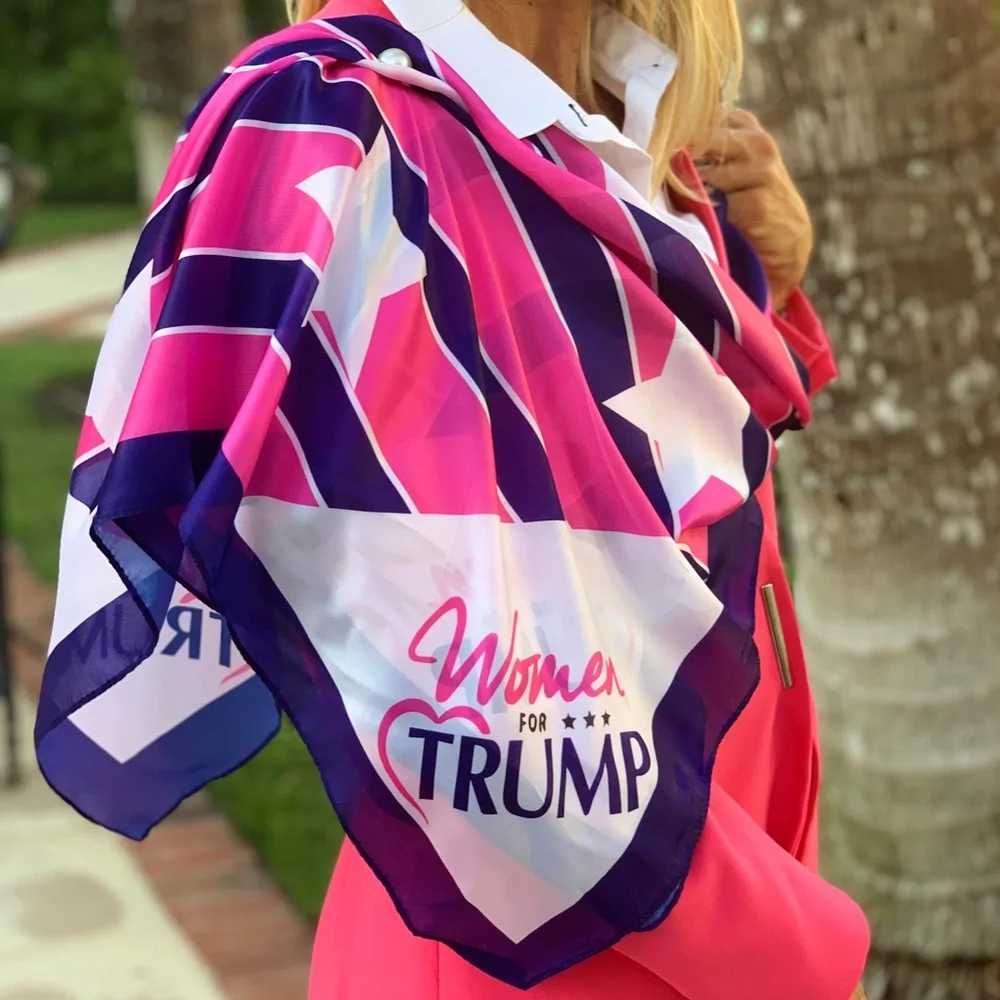 Women’s scarf 90x90 cm Trump blue and pink‎